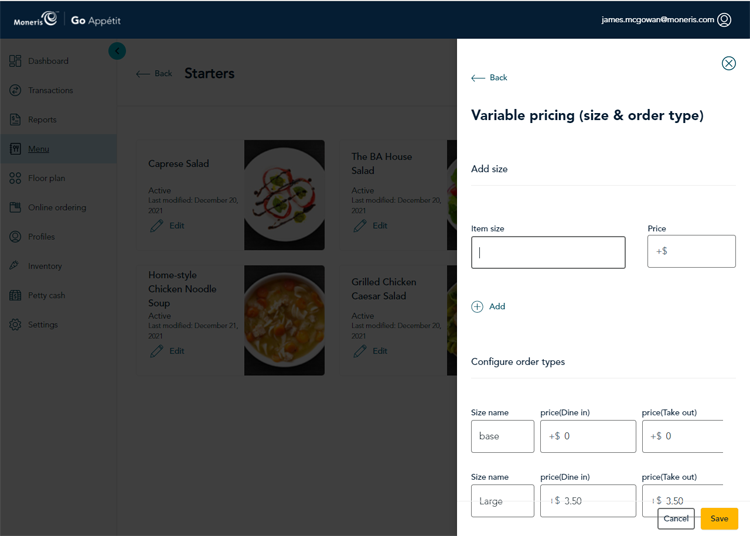 Variable pricing panel